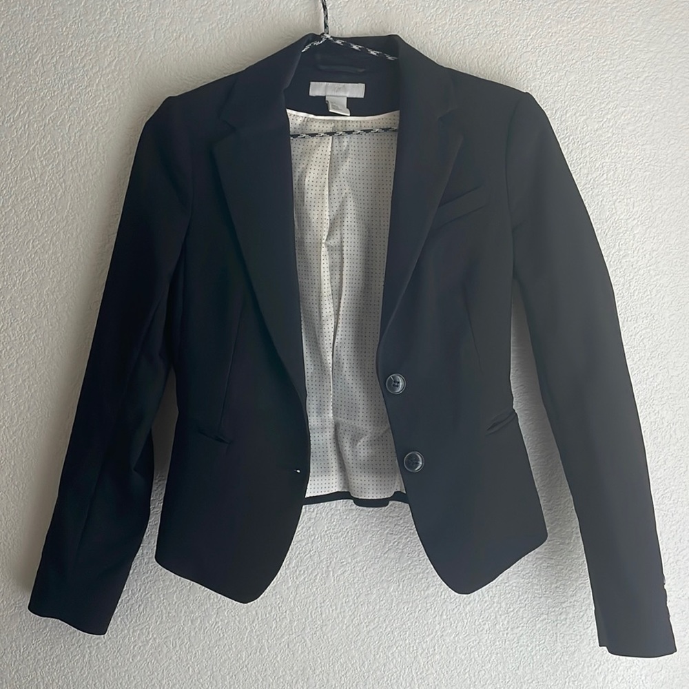 BUNDLE H&M blazers- size:2 & 4; color: black; cream; padded shoulders